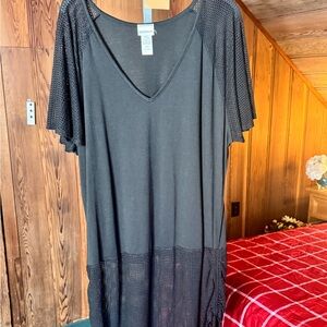 Wearabouts Black Mesh Tunic Swim Cover-Up Dress XL Boho Beach Resort Wear